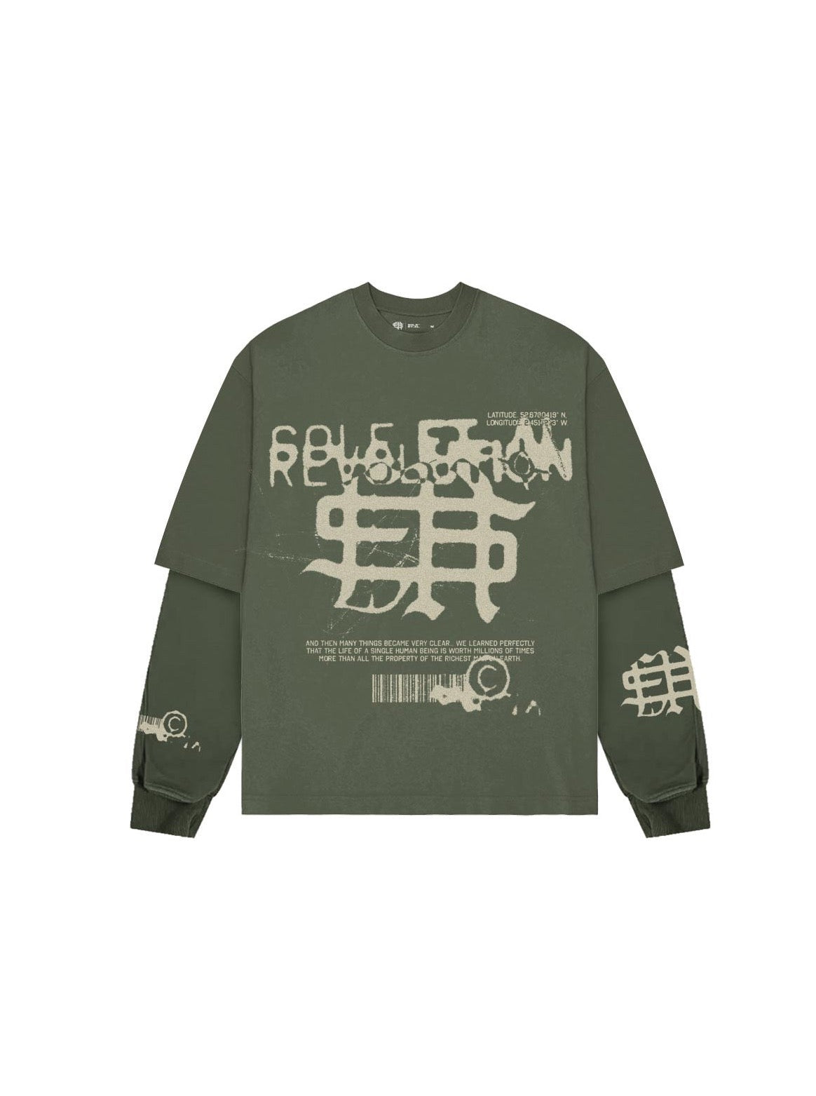 Sole et. Al Revølutiøn Camiseta manga larga doble capa : Verde militar / Arena