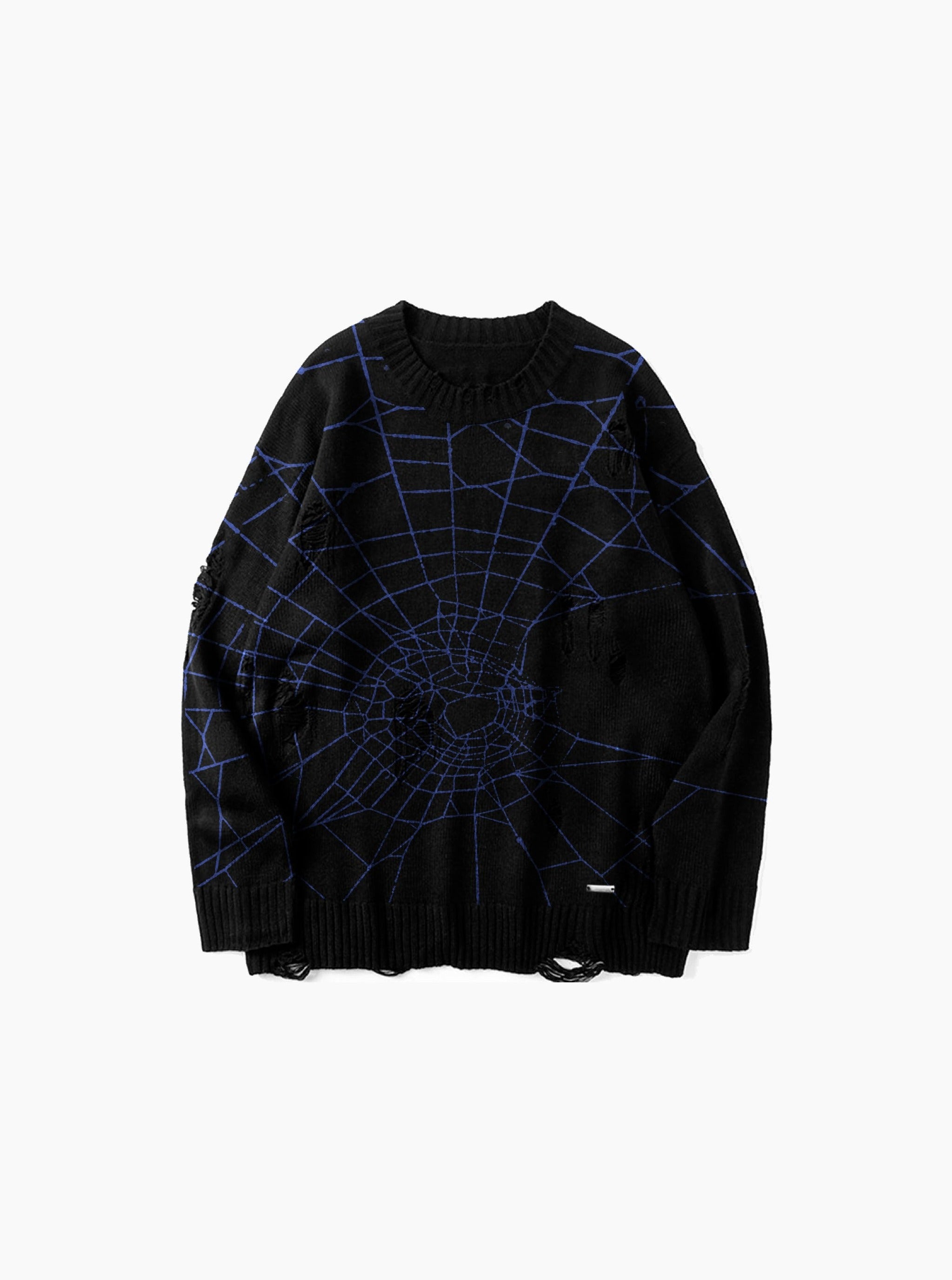 Tong et. Al Dark Web Distressed Knit Sweater