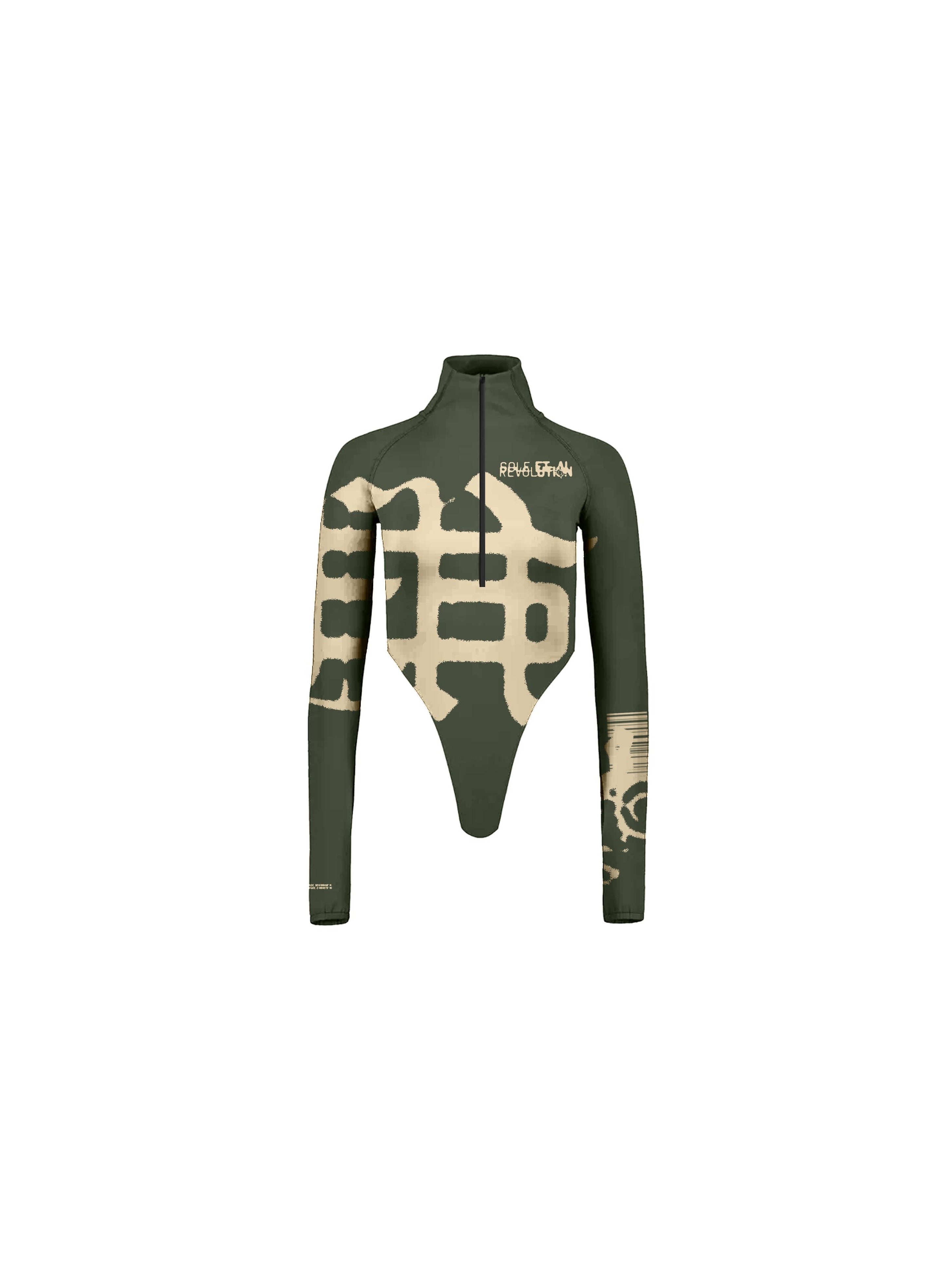 Sole et. Al Revølutiøn Bodysuit med dragkedja : Militärgrön / Sand