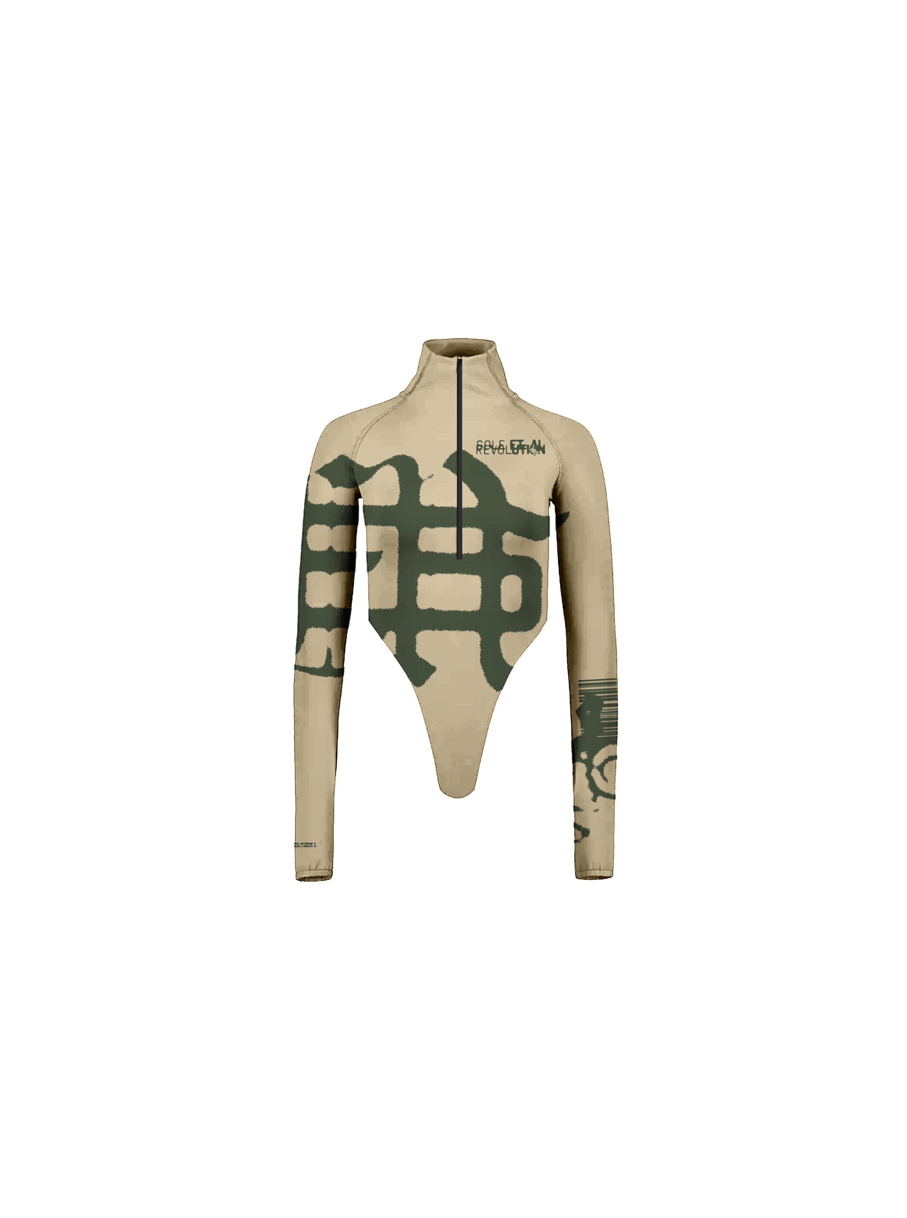 Sole et. Al Revølutiøn Bodysuit med dragkedja : Sand / Militärgrön