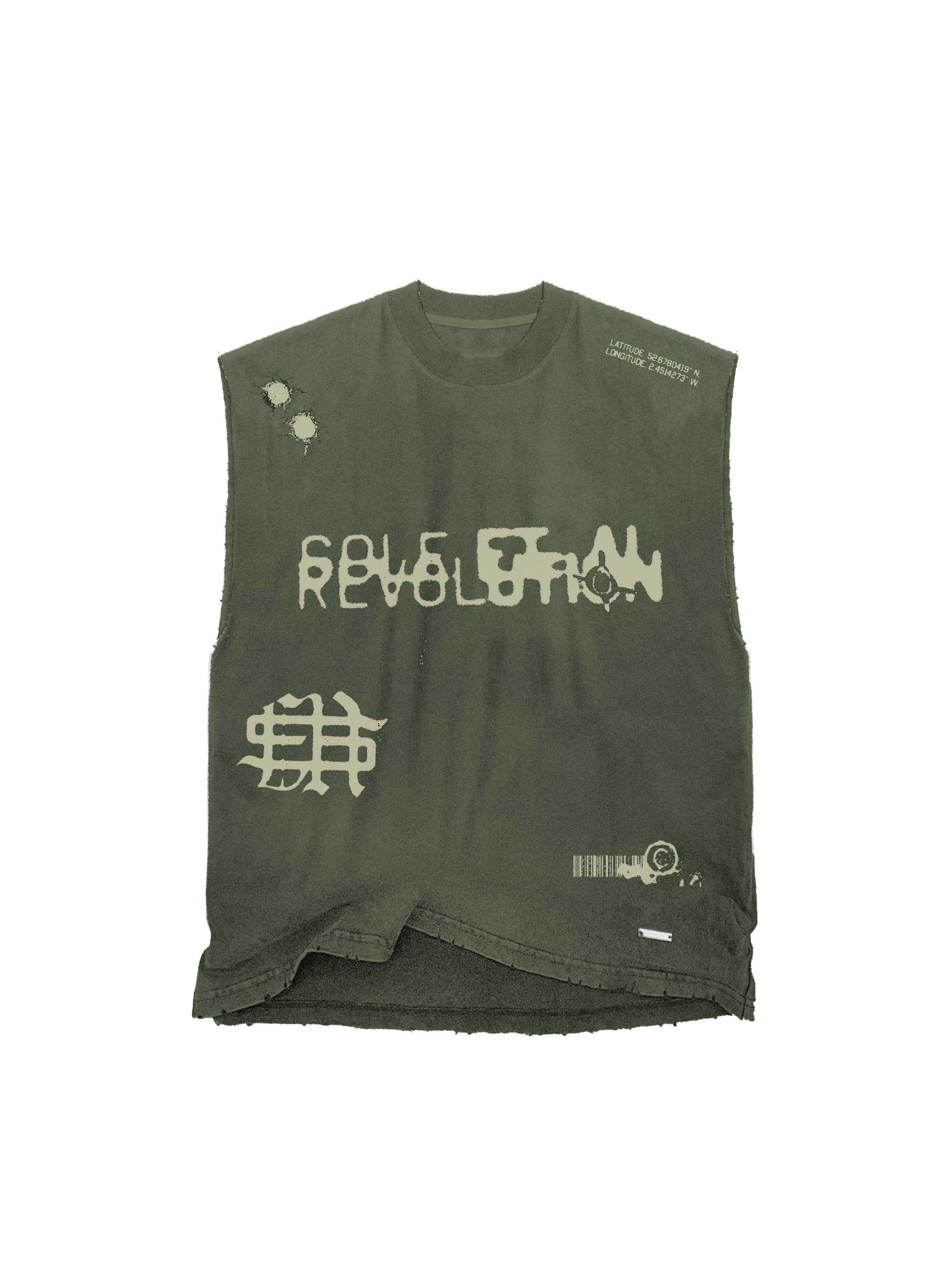 Sole et. Al Revølutiøn ärmlös t-shirt : militärgrön / sand