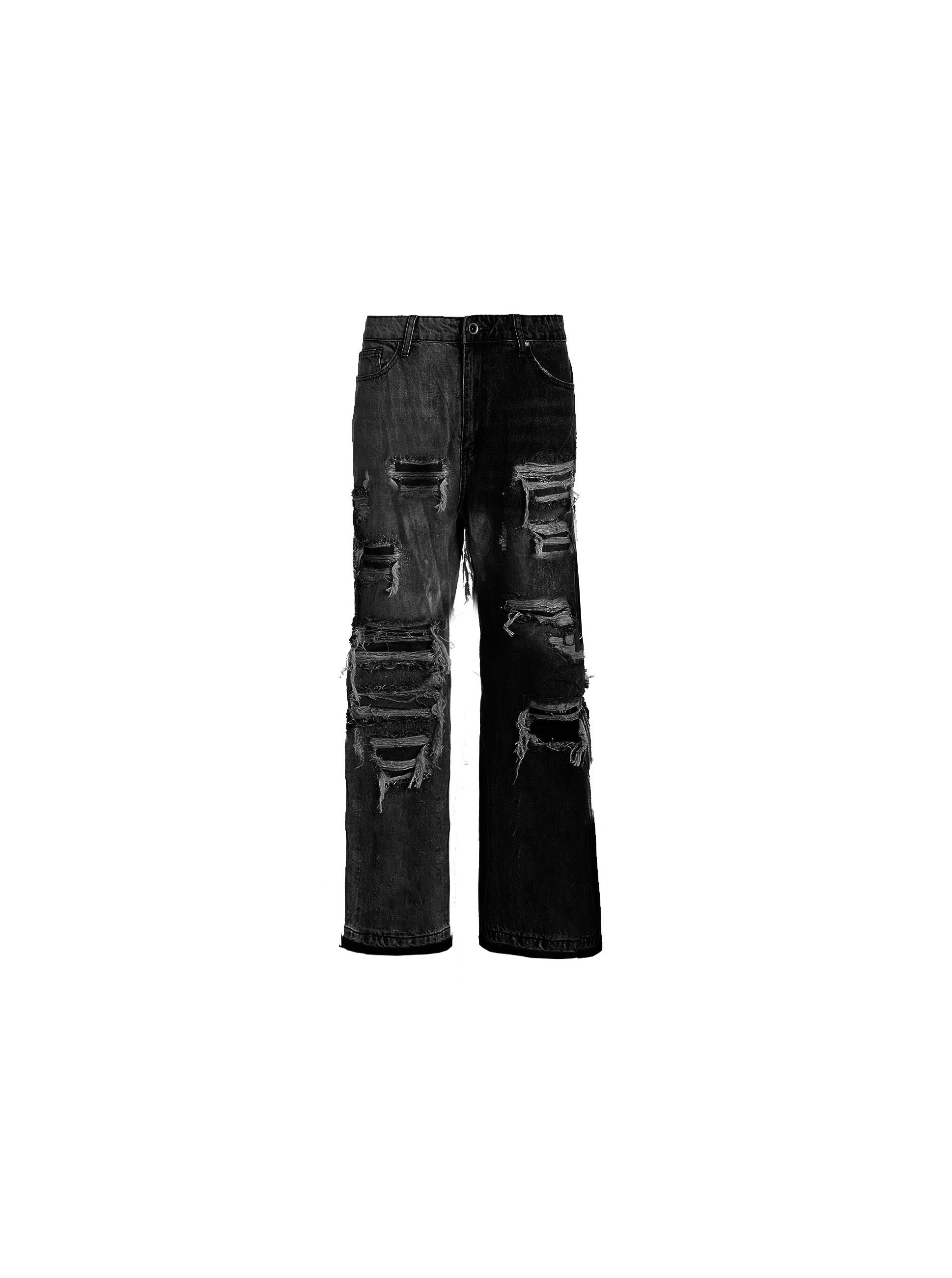 Sole et. Al Distressed tvåfärgad utsvängd jeans : All Black / Wash Grey
