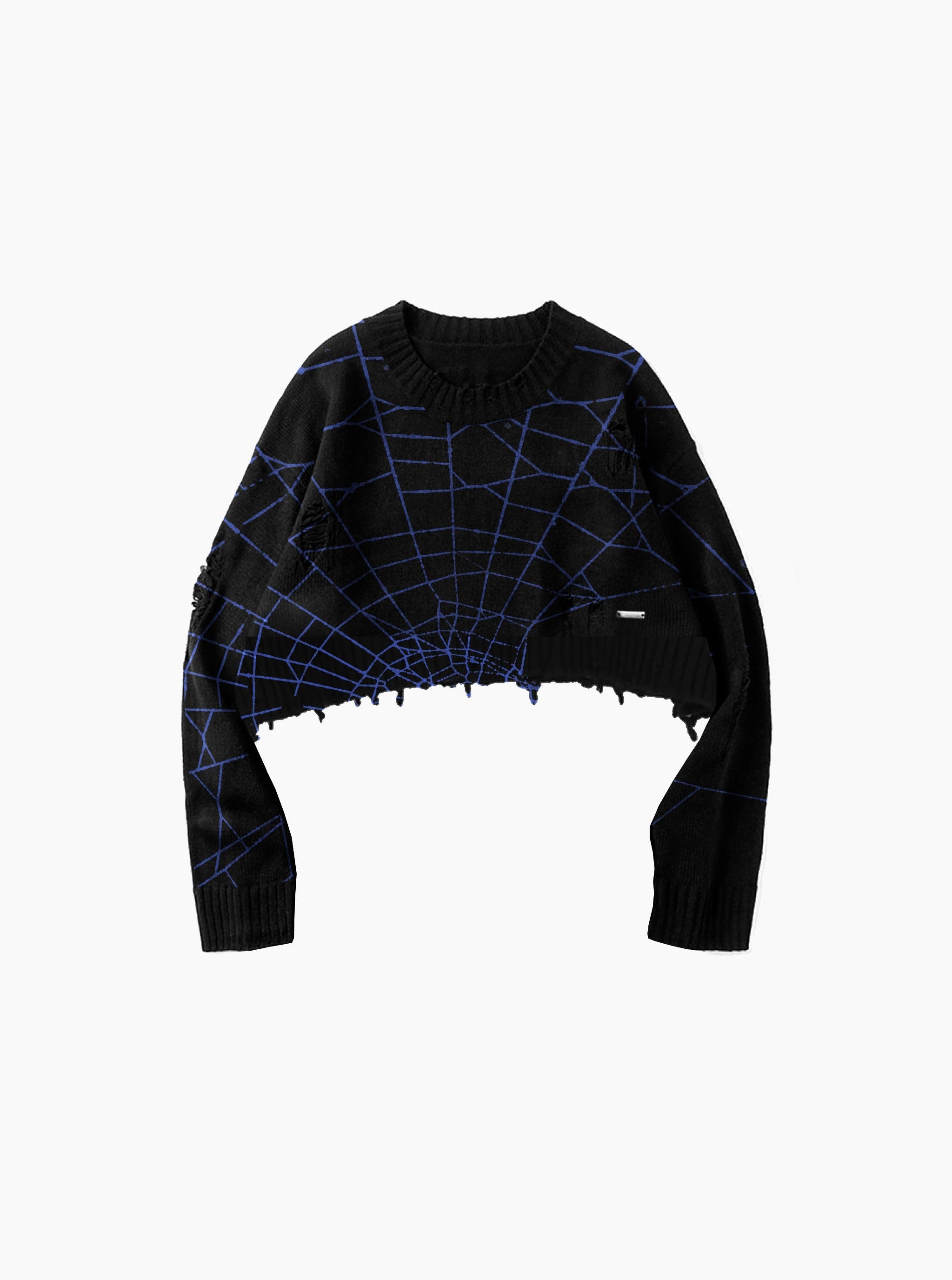 Sole et. Al Dark Web Distressed Knit Sweater för kvinnor